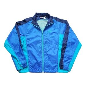 Vintage 80s Nike Colorblock Size Medium Mens Lightweight Rain Shirt Jacket Blue